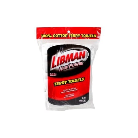 Libman Libman Commercial High Power 100% Cotton Premium White Shop Towels, 12 Pack - 590 590